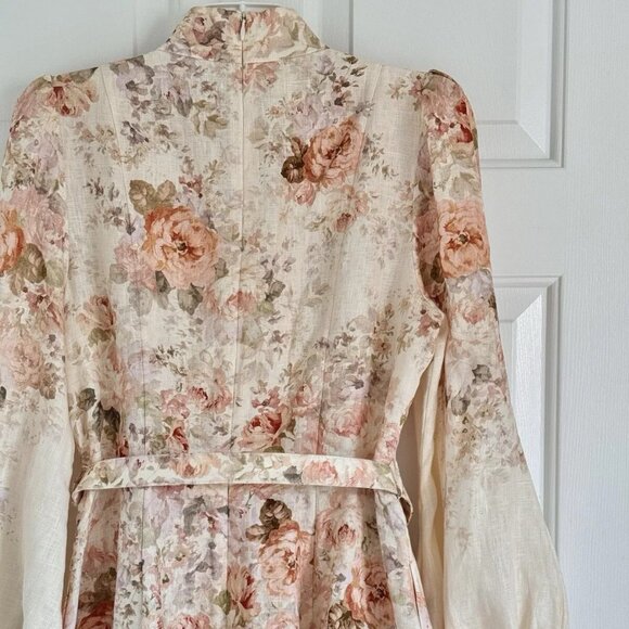 Zimmermann Floral Linen Belted Minidress - Picture 7 of 12